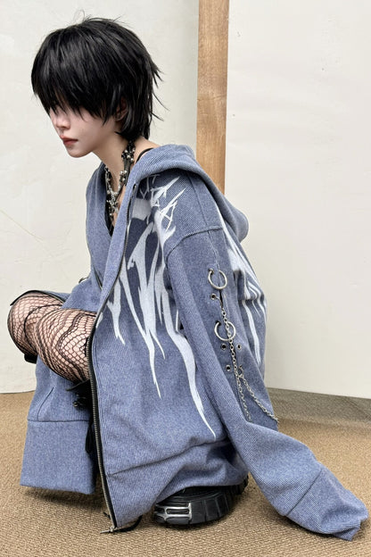 Striped Graffiti Print Jacket