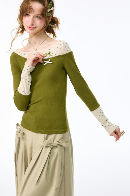 Haut en maille à pois d’automne