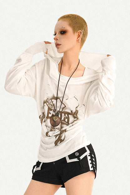 Wasteland Style Hooded Long Sleeve T-Shirt