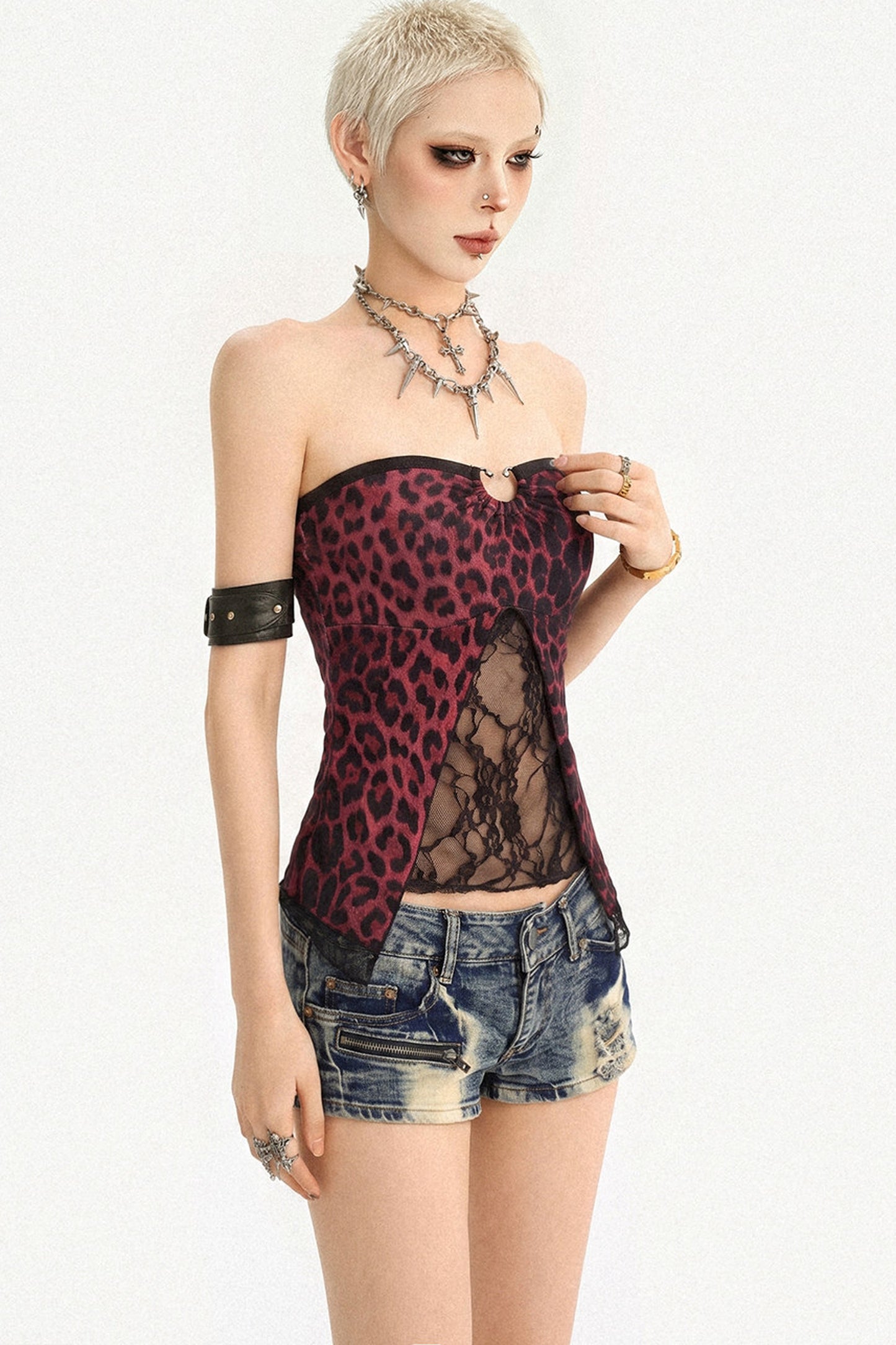 Leopard Print Lace Tube Top