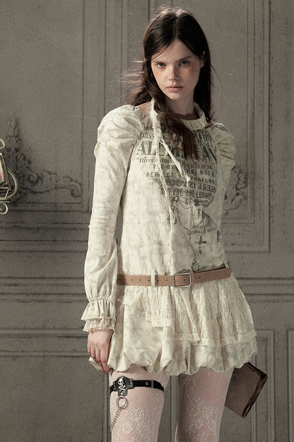 Beige Long Sleeve Halter Dress