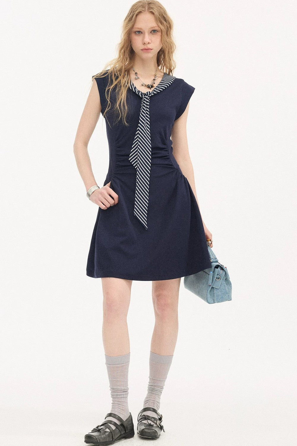 V-Neck Flutter Sleeve Dress