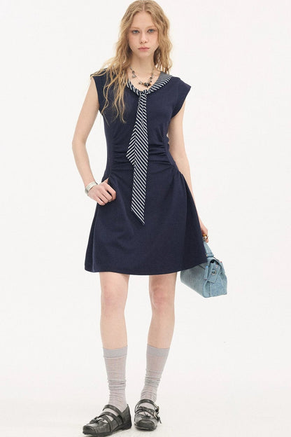 V-Neck Flutter Sleeve Dress