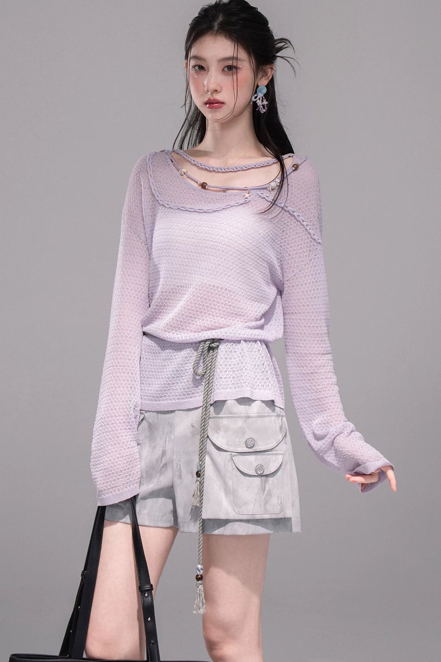 Mica Gray Gradient Shorts Set