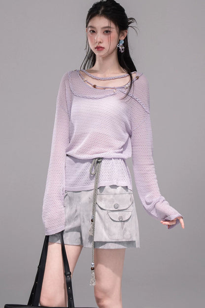 Mica Gray Gradient Shorts Set