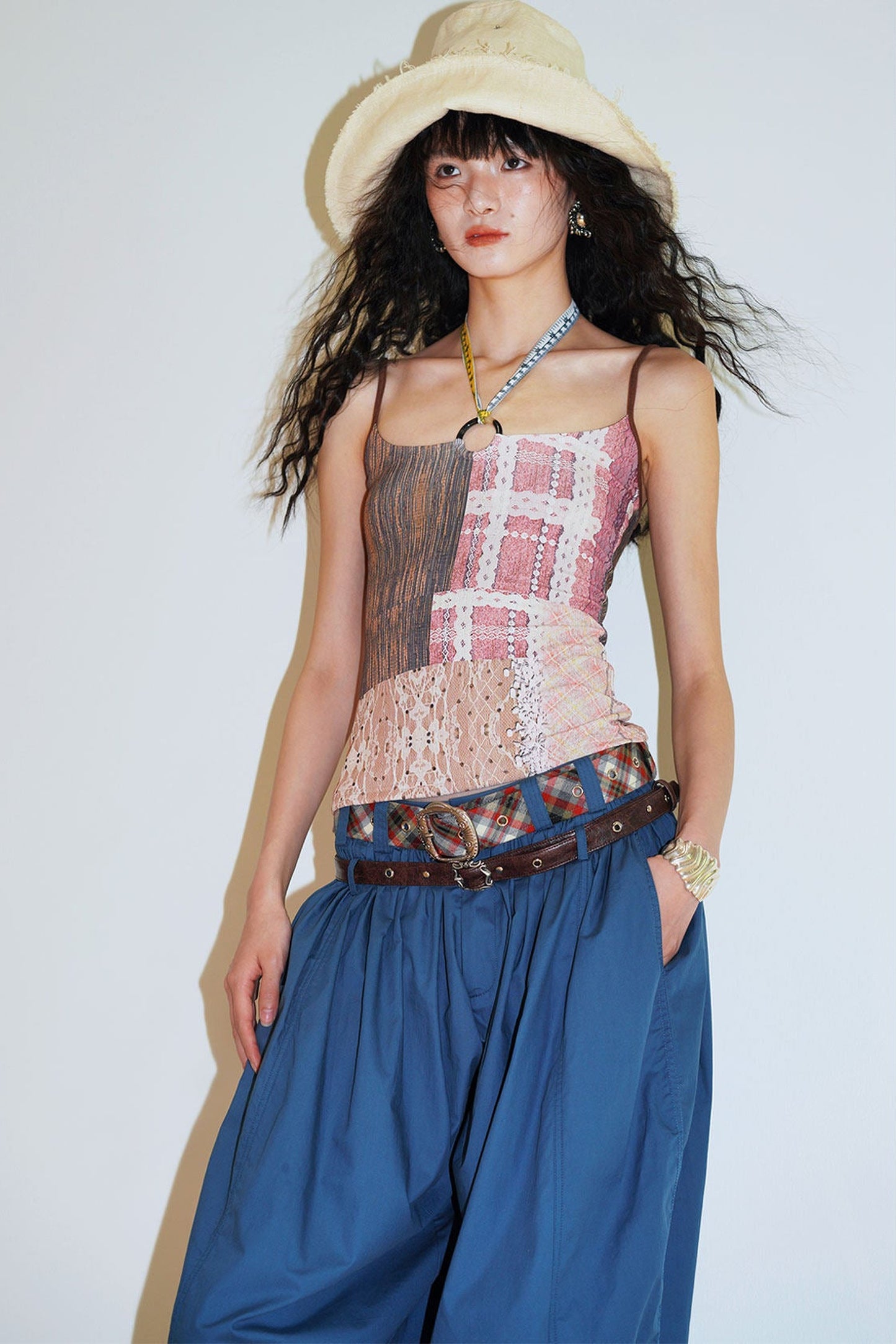 Retro Print Halter Camisole Top