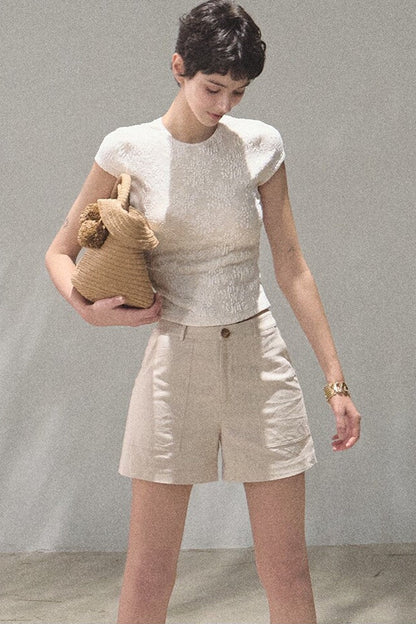 Lace Splice Short Sleeve Top
