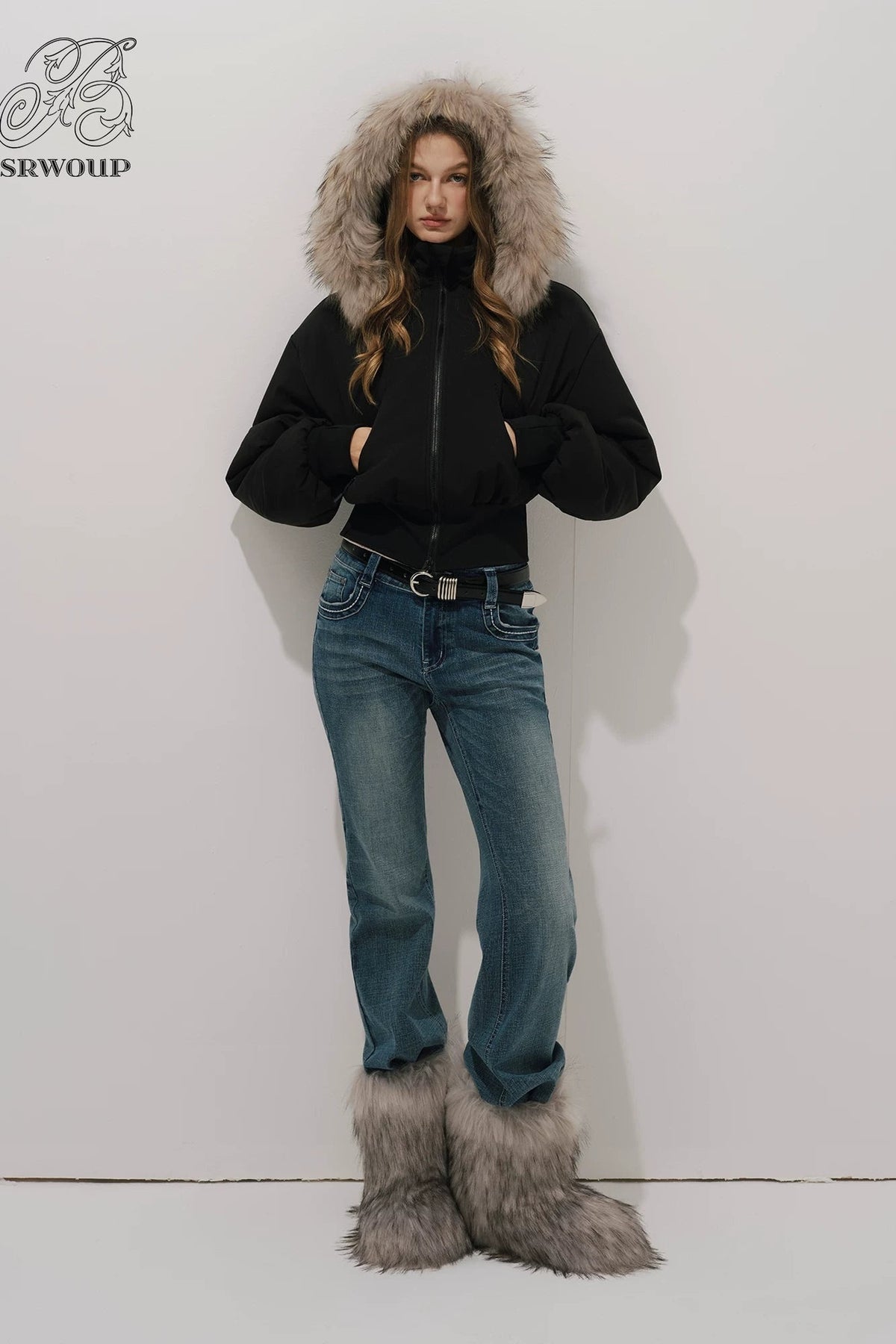 Black Winter Cotton Coat