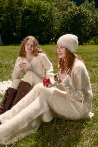 Soft Wool Knit Cardigan and Pants Set-Up