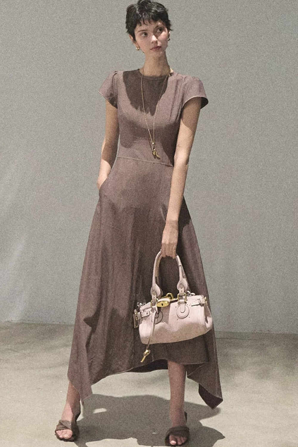 Asymmetrical Color Block Denim Dress