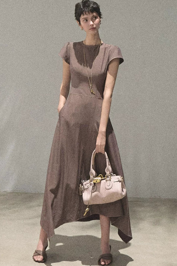 Asymmetrical Color Block Denim Dress
