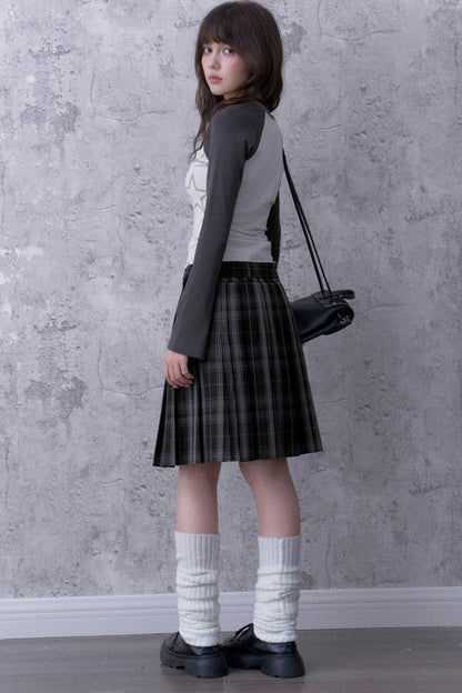 Graffiti Double Waist Pleated Skirt