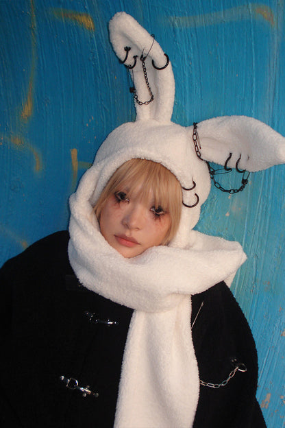Bunny Ear Hooded Scarf Hat