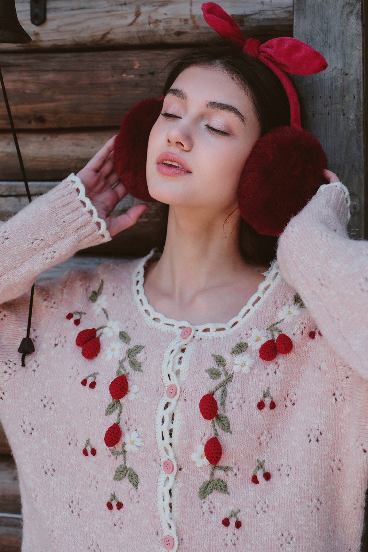 Strawberry Christmas Tree Wool Knit Set-Up