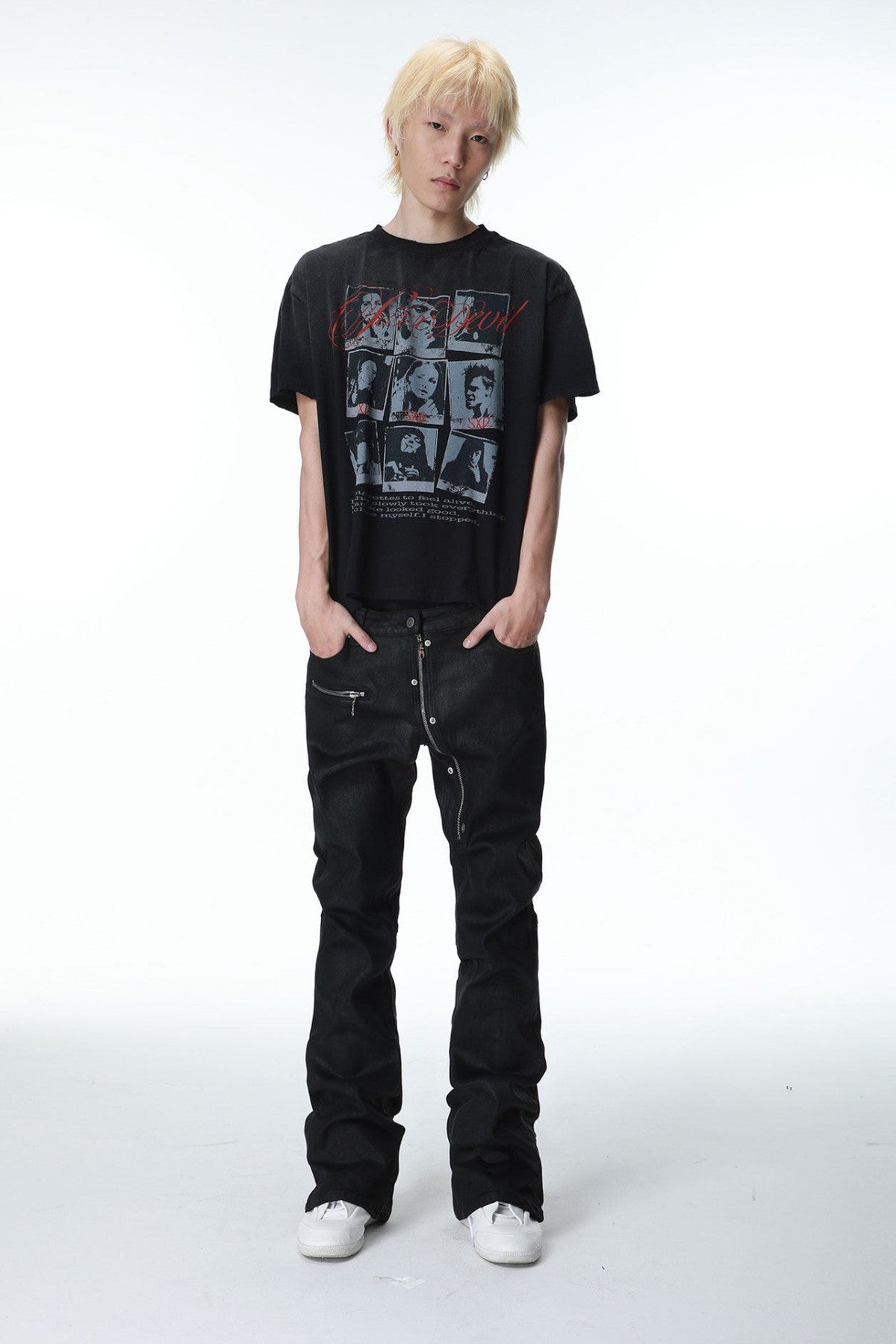 Deconstructed Wax Coated Denim Pants