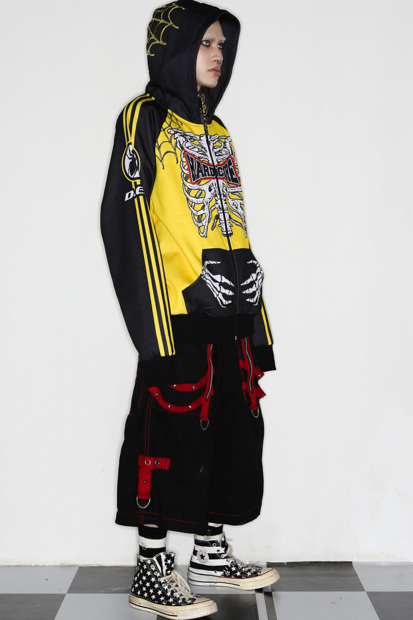 Skeleton Ribcage Hooded Zipper Jacket
