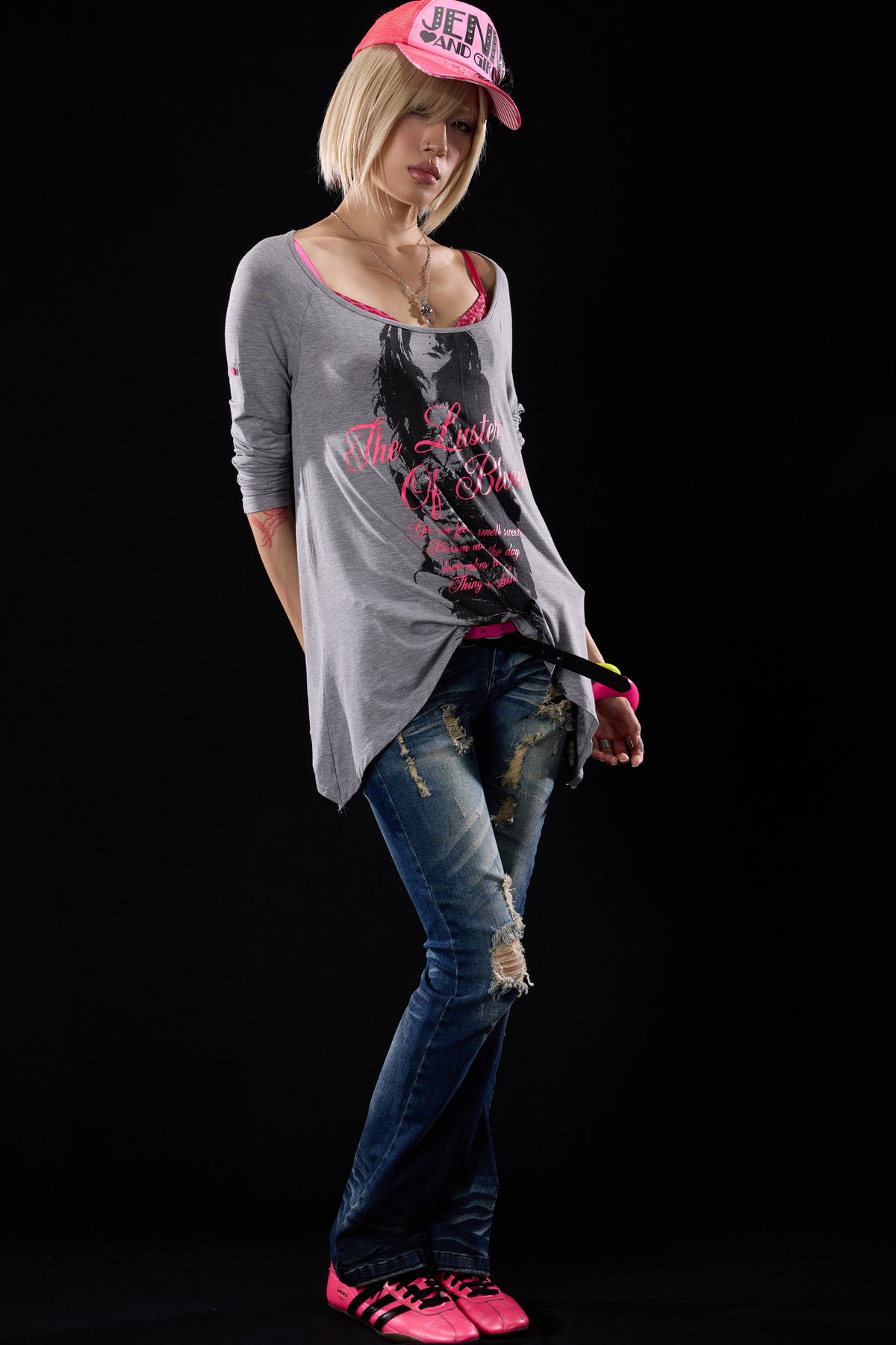 Distressed Cross-Studded Flared Jeans