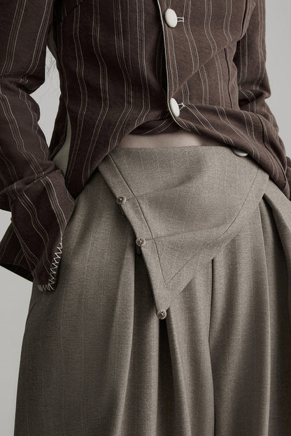 Striped Deconstructed Folded Waist Lantern Pants