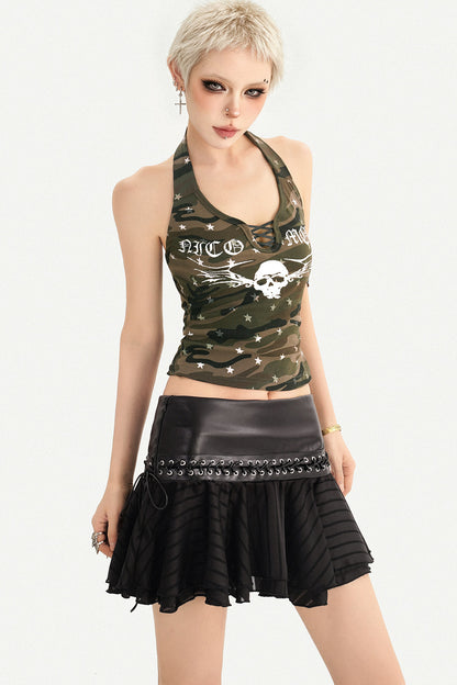 Jupe plissée trapèze taille basse