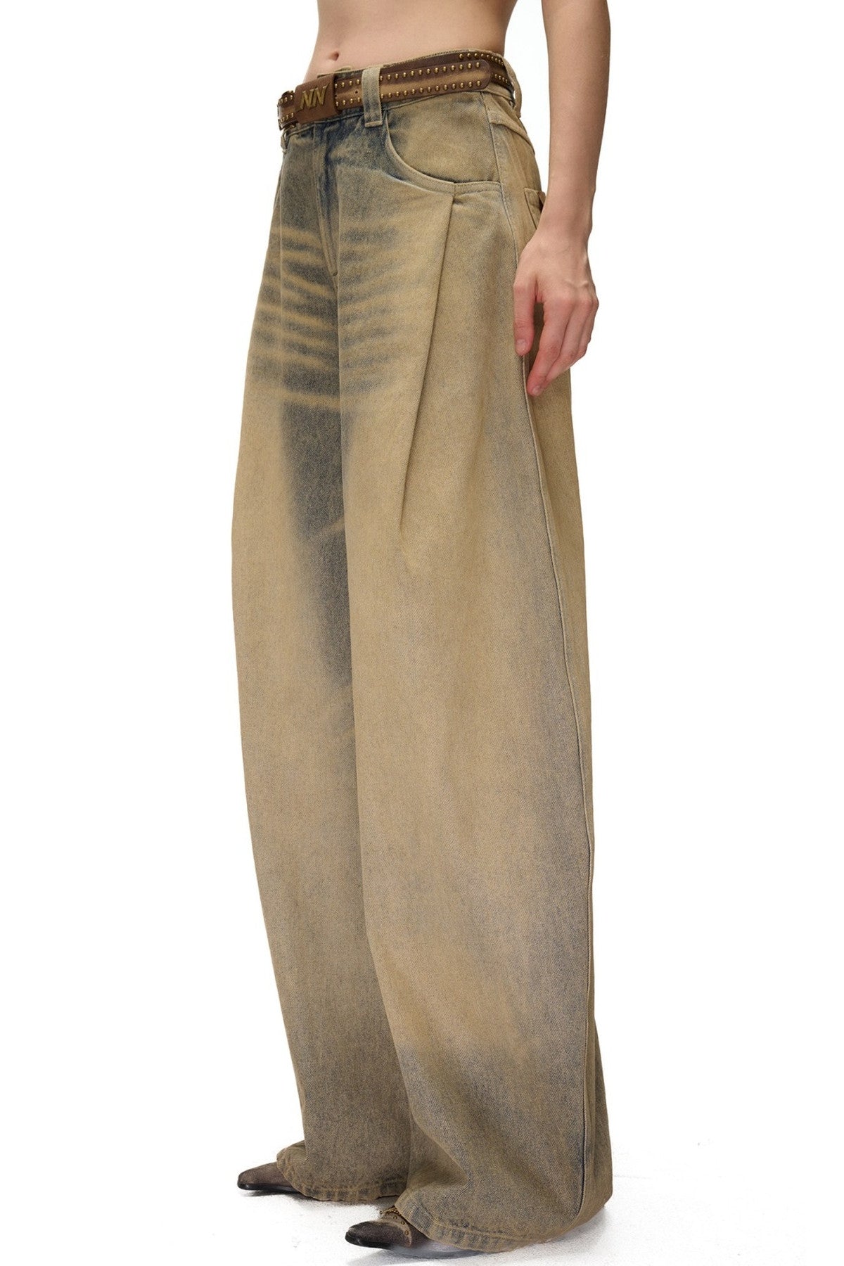 Wide-Leg Washed Vintage Scimitar Jeans