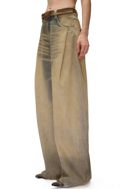 Wide-Leg Washed Vintage Scimitar Jeans