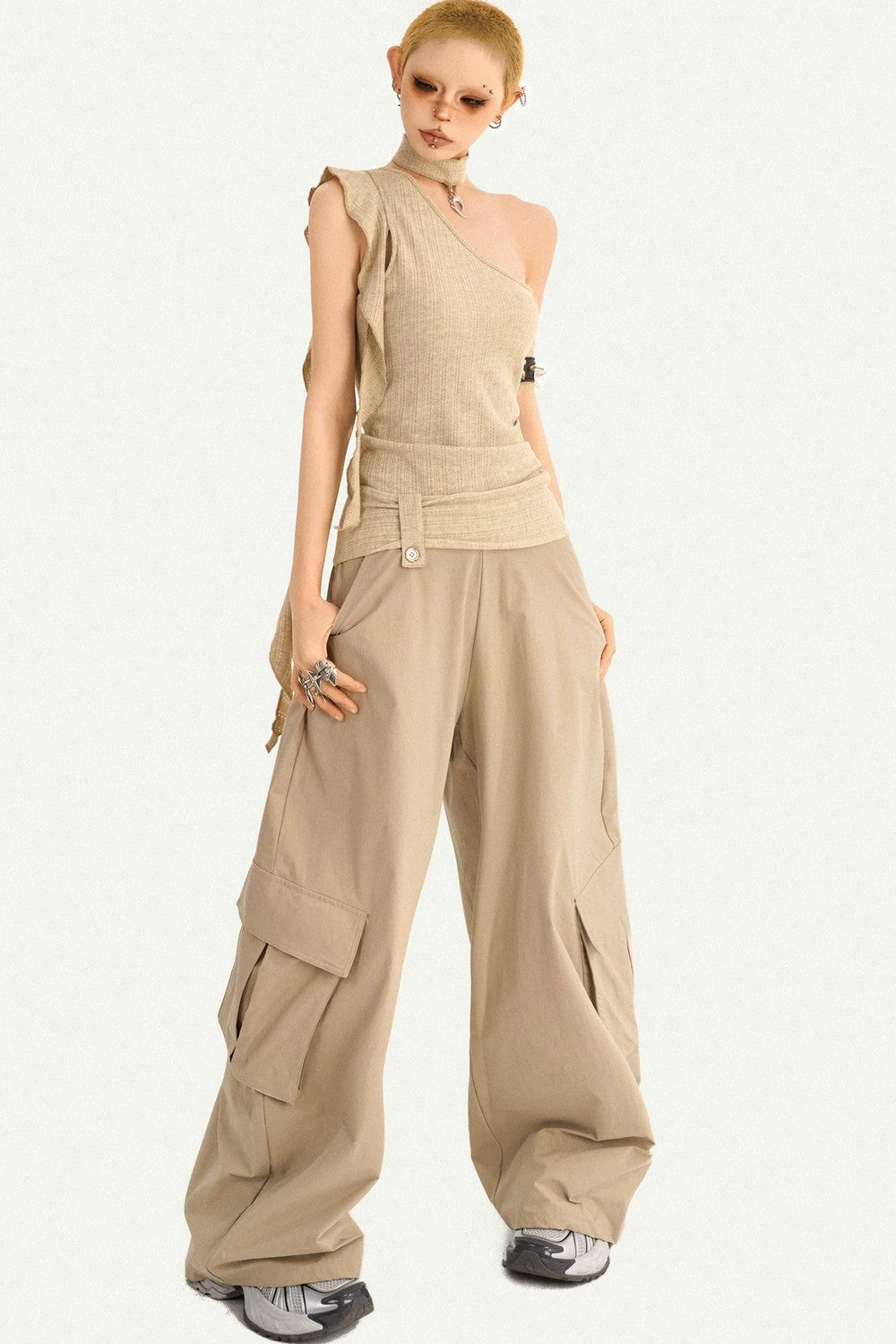 Retro Asymmetrical One-Shoulder Top