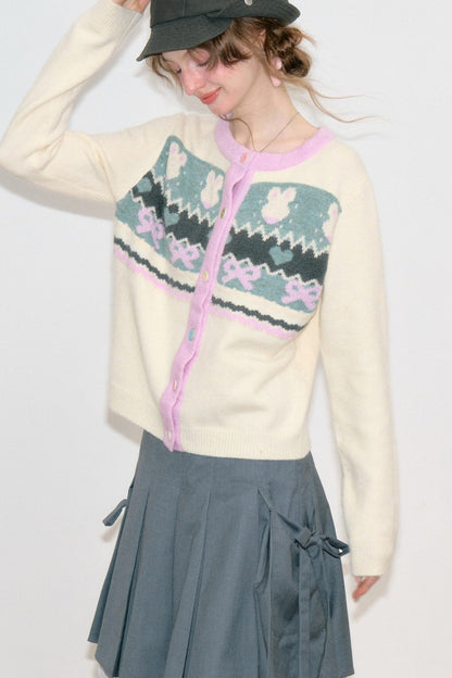 Fair Isle Bunny Knit Cardigan