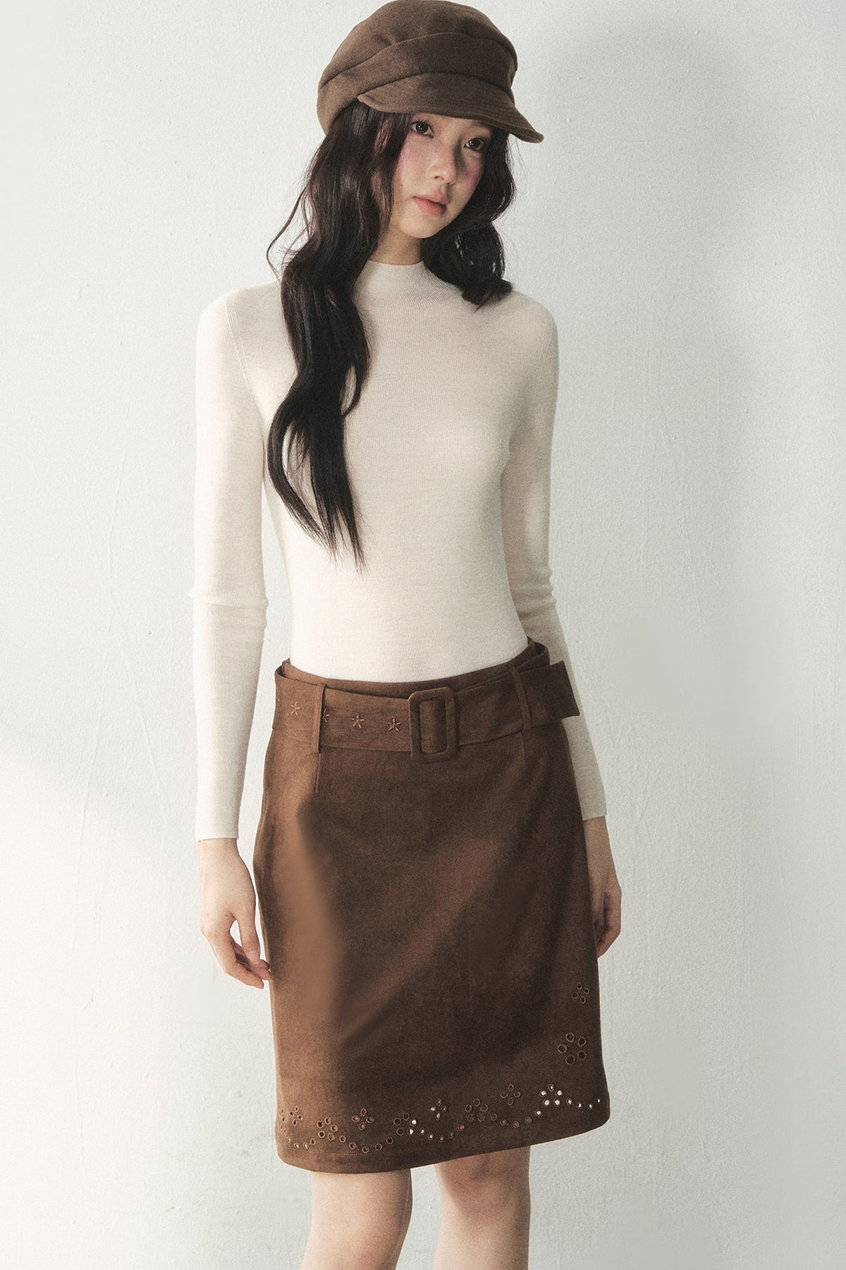 100% Wool Half-Turtleneck Knit Top