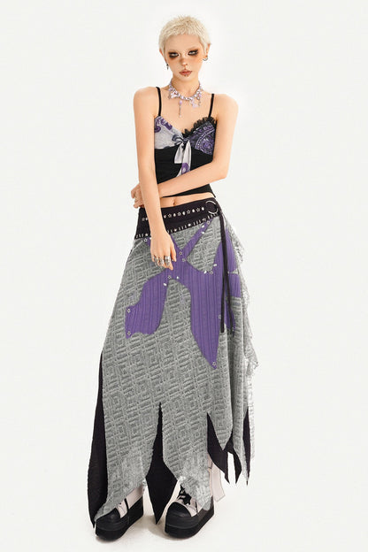 Set aus Camisole mit Schleifenprint und Strickrock