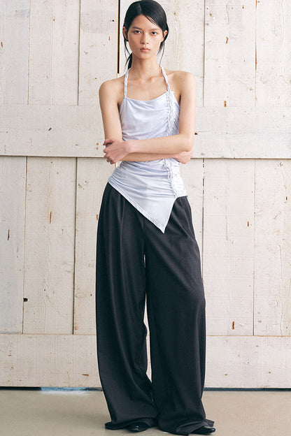 Side Ruched Braided Halter Top