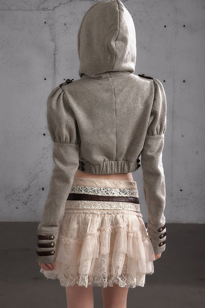 Napoleon Hooded Puff-Sleeve Sweatshirt