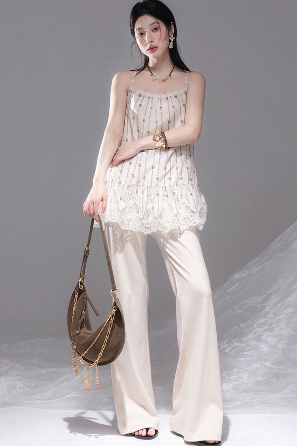 Vanilla Apricot Embroidered Camisole Set-Up