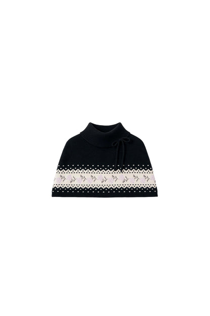 Mantella scialle Fair Isle con lacci