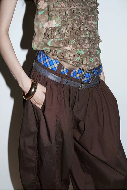 Retro Solid Color Balloon Pants