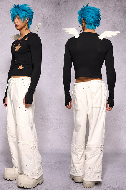 Angel Wings Star Cutout Long-Sleeve Top