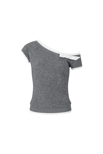 Asymmetrical Bow-Knot Knit Top