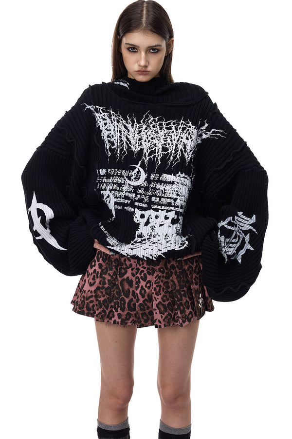 Y2K Patchwork Hooded Knit Hoodie
