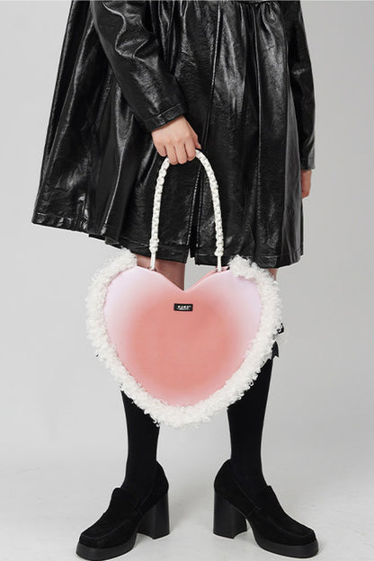 Sac bandoulière sous le bras tissé moelleux en forme de cœur