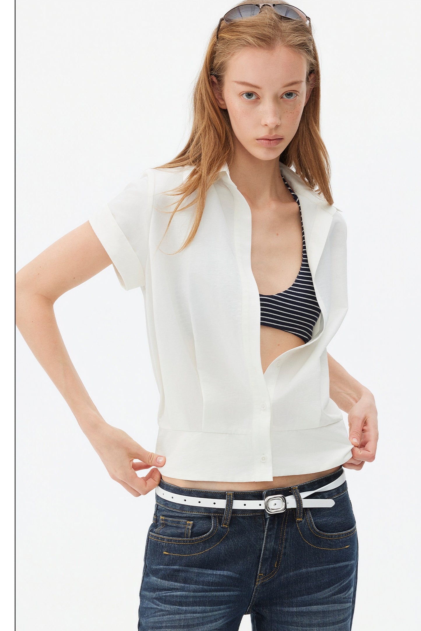 Satin-Like Lyocell Short-Sleeve Shirt