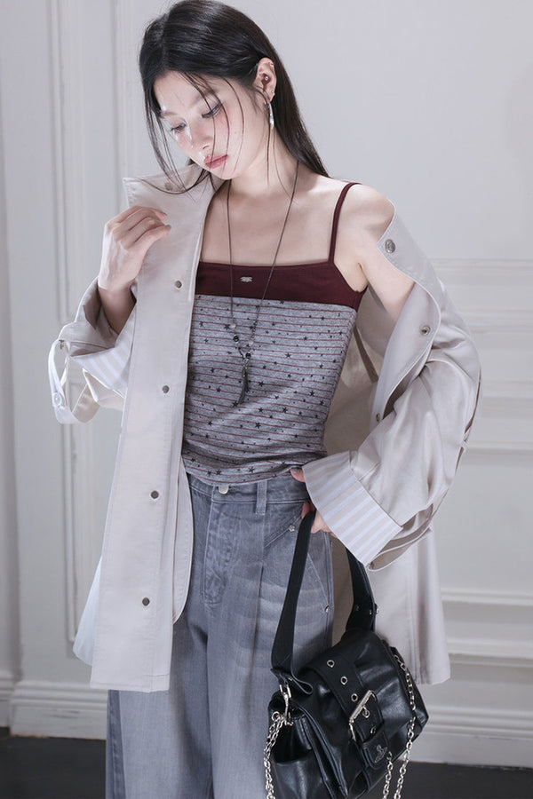 Color-Blocking Polka Dot Strap Camisole