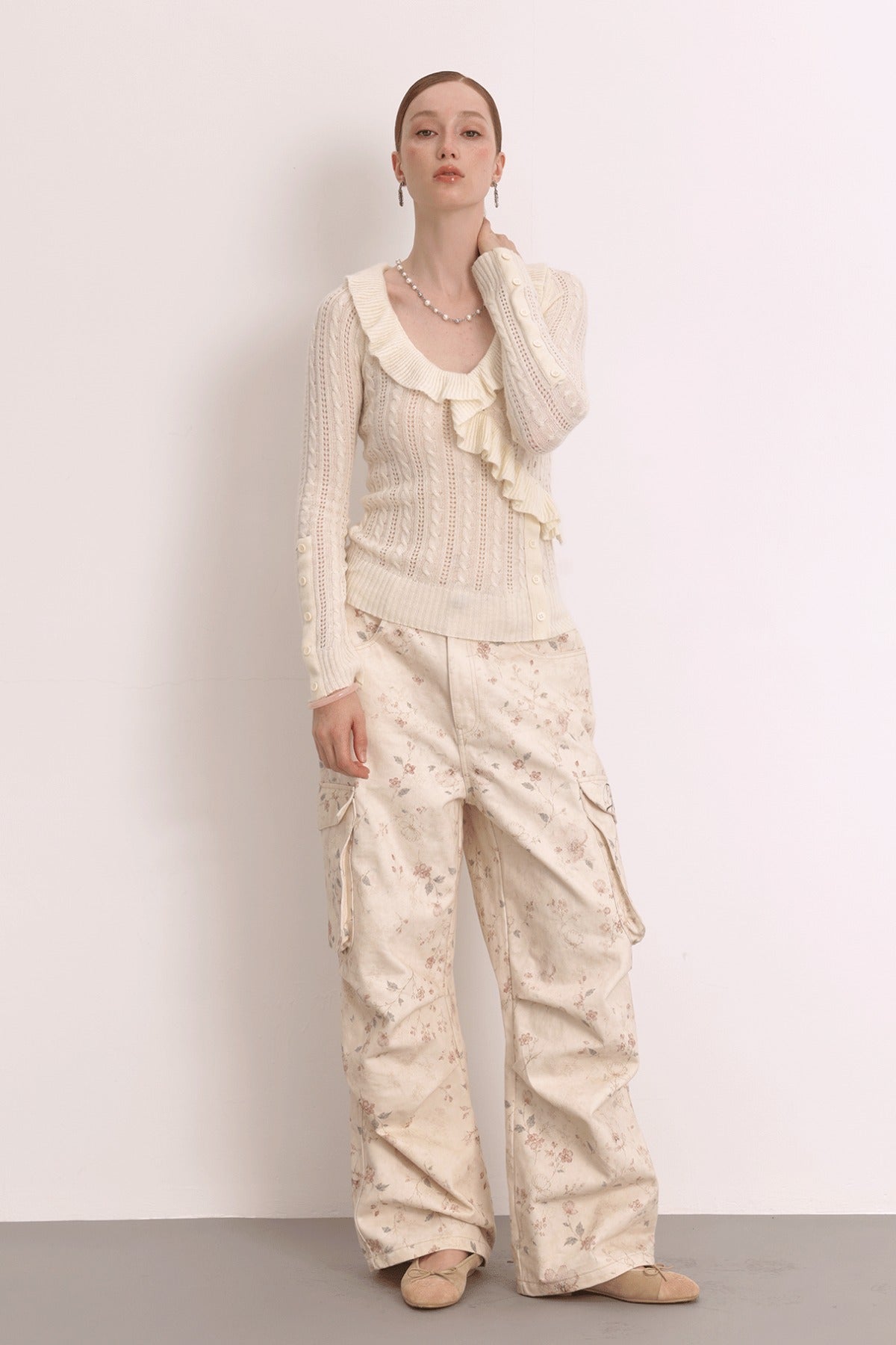 Low Waist Floral Cargo Pants