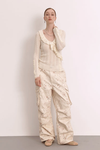 Low Waist Floral Cargo Pants