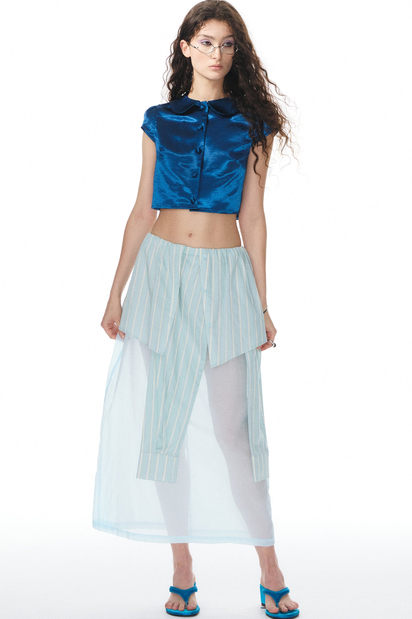 Royal Blue Glossy Blouse