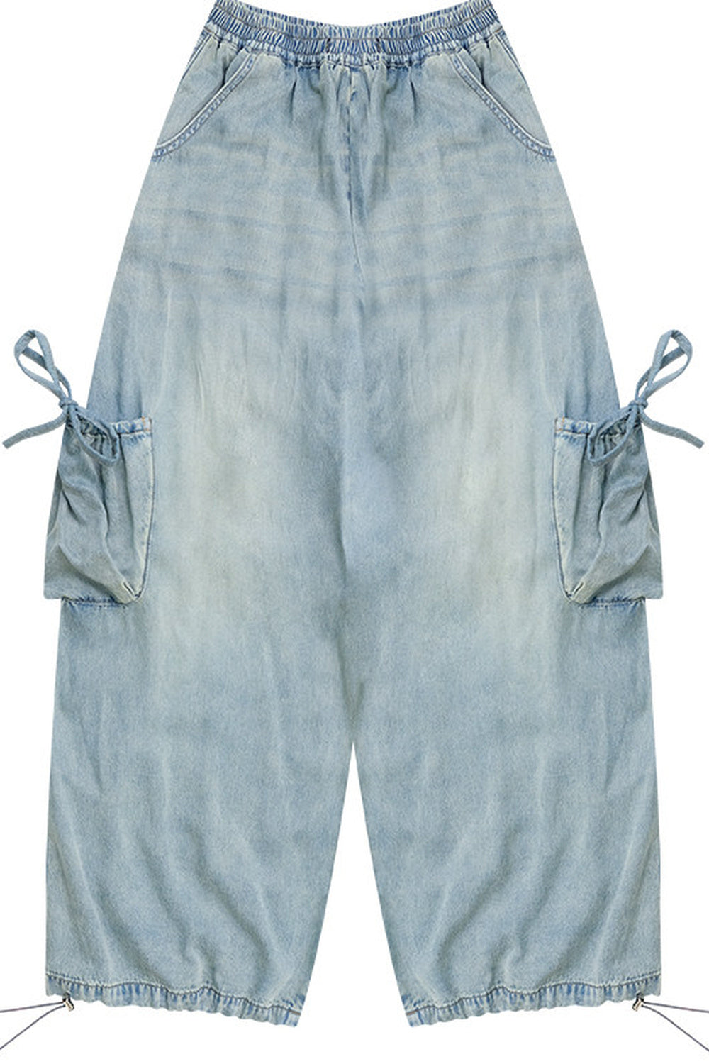 Retro-Jeanshose mit elastischem Bund und weitem Bein