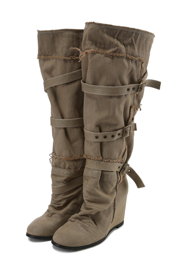 Distressed Wedge Boots