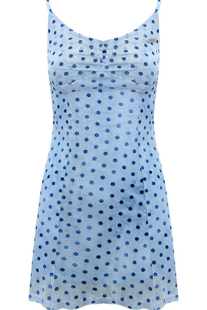 Ice Blue Polka Dot Slip Dress