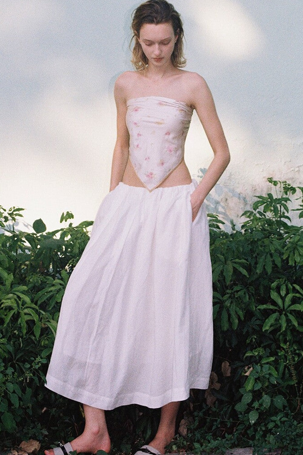 Lyocell Linen Texture A-Line Skirt