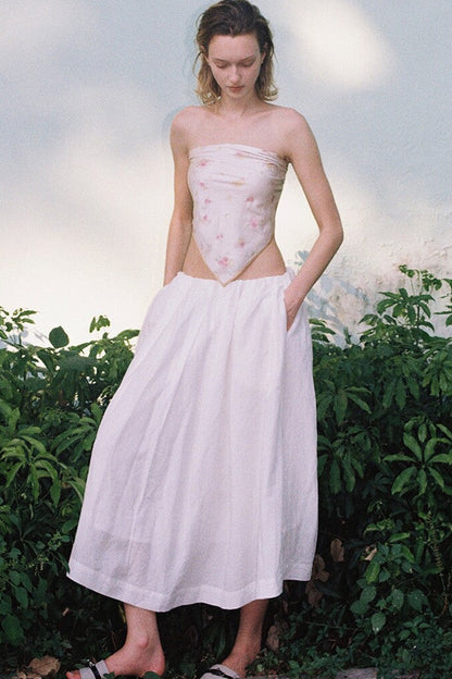 Lyocell Linen Texture A-Line Skirt