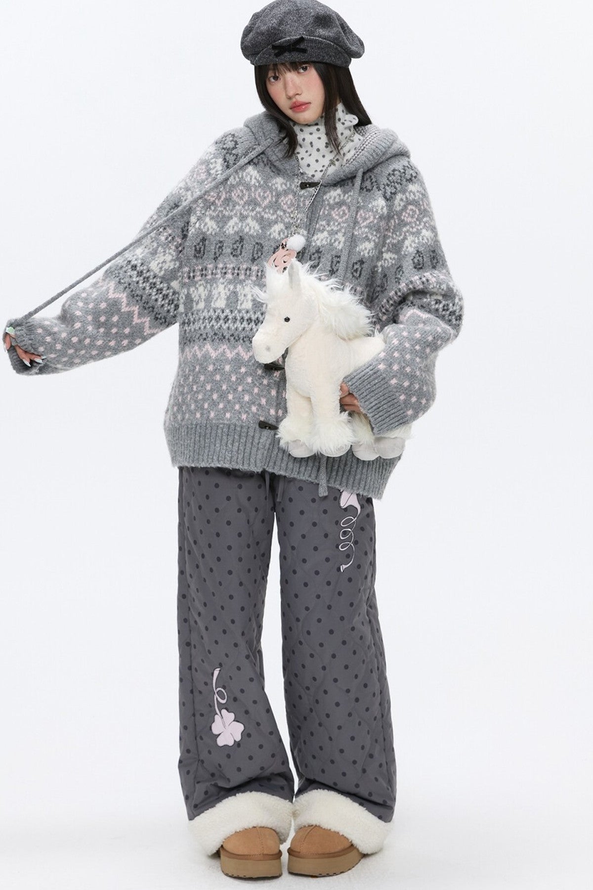 Fair Isle Duffle Button Cardigan
