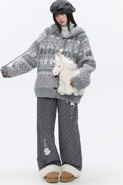 Fair Isle Duffle Button Cardigan